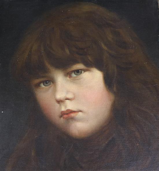 Late 19th century English School, oil on canvas, portrait of a girl, indistinctly signed, 31 x 24cm, unframed